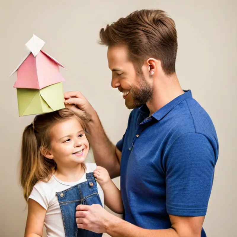 Dad teaches Aria to put the birdhouse