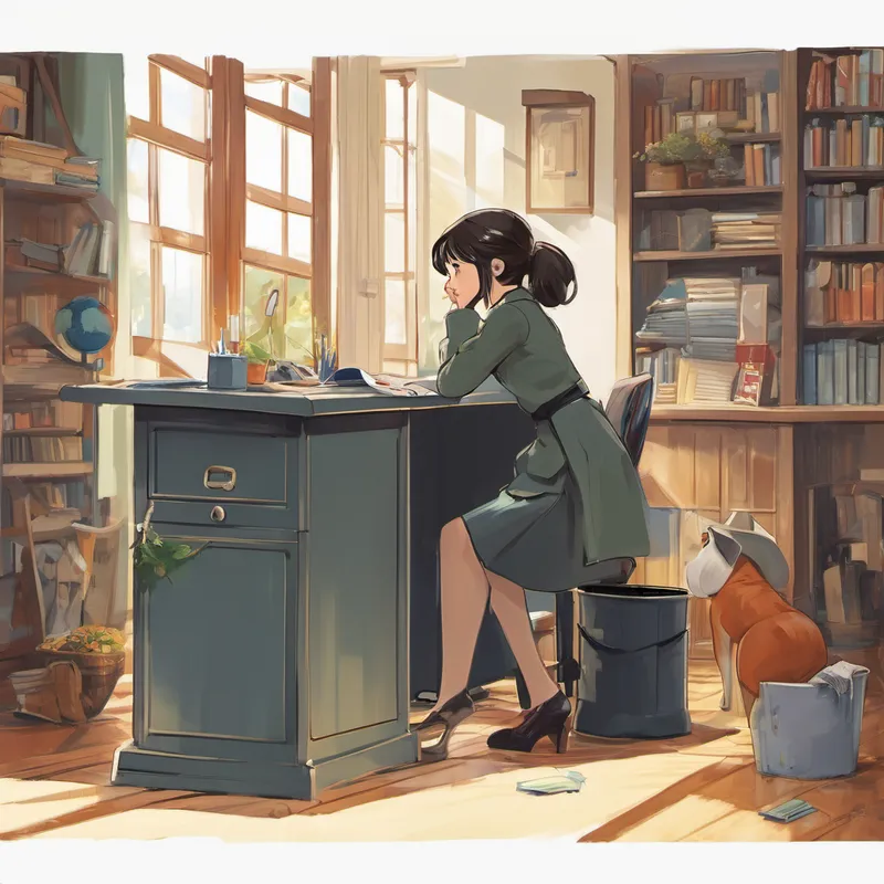 One day, Xodi called Buttrest into their office. As Buttrest stepped inside, she found herself face-to-face with a trash bin. Confused, she peeked her head up and immediately got bonked on the head with a harmless plastic hammer, causing Xodi to chuckle mischievously. "Dummy!" Xodi exclaimed, giggling. "You fell right into my trap!"