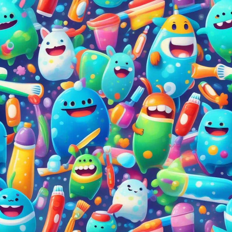 Toothbrush, toothpaste, colorful pajamas