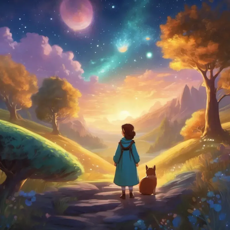 Introduction to the story and main character, in a magical galaxy setting, meeting Lyra
