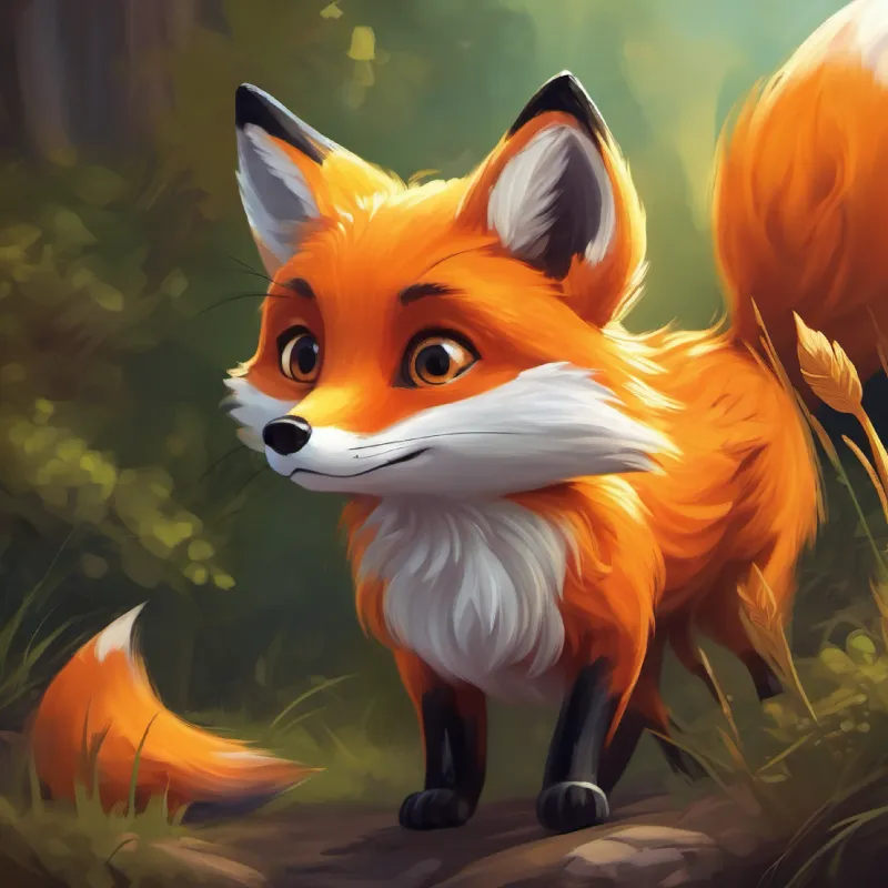 Describing Brave little fox with orange fur and big curious eyes's appearance.