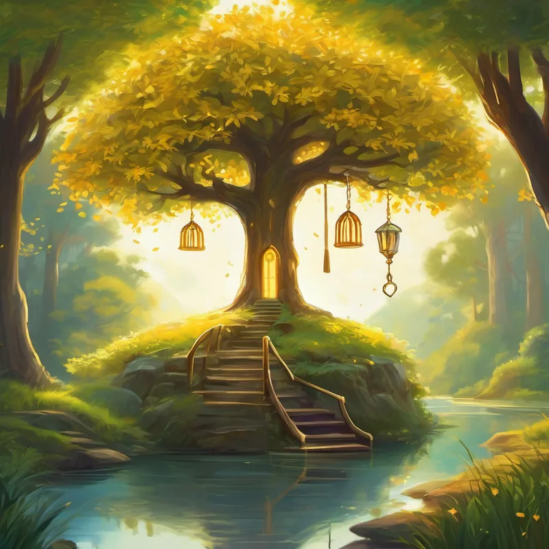 "My gift to you, dear Lily, is a golden key," the tree explained. "This key holds the power to unlock patience and kindness. Whenever anger starts to well up inside you, take the key out and repeat these words three times: 'Patience and kindness, guide me through.'" Lily's tiny hands clasped around the golden key, and she felt an overwhelming sense of hope. She thanked the tree and skipped home, eager to try out her newfound gift.