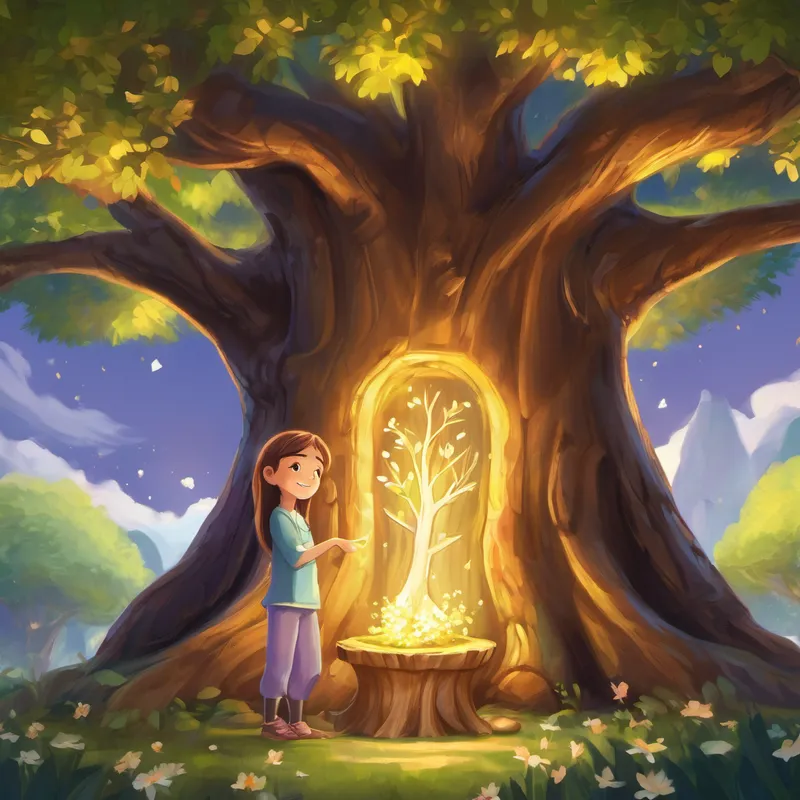 On her twelfth birthday, Lily visited the magical tree to express her gratitude. She hugged the sturdy bark, thanking it for the gift that had taught her to control her anger and bring love to her heart. From that day forward, Lily continued to use the golden key, not just for managing her own anger, but to inspire others to do the same. She shared her story, encouraging everyone to choose patience and kindness over anger.