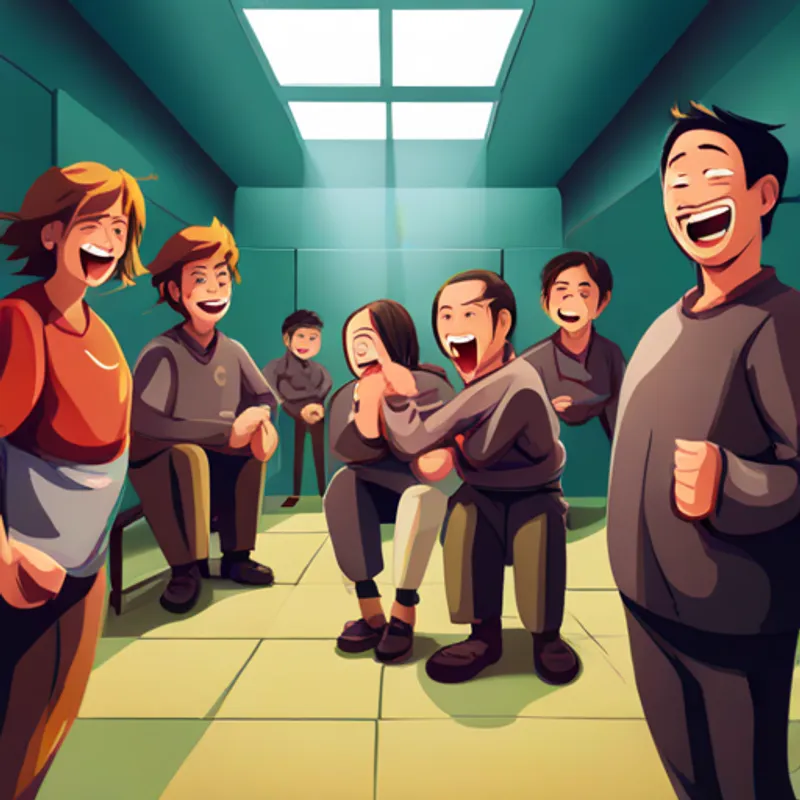 Everyone in the jail laughing and joining in