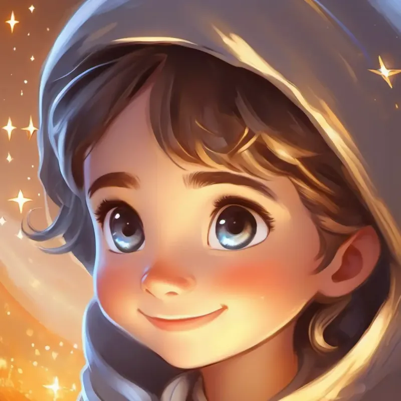 Soft silver light, serene, gentle eyes, content smile consoles Radiant, warm, golden glow, encouraging eyes, smiling, offering a way to see her stars.