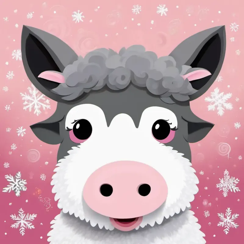 Blanca bolita (sheep) with curly white wool, brown eyes and Cerdito travieso (pig) with a pink snout, friendly brown eyes hide from Lobo amigable (wolf) with gray fur, kind yellow eyes, mistaking him for the big bad wolf.