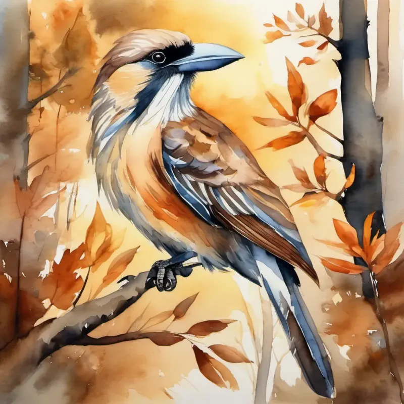 In a big forest, there is a majestic A majestic bird with brown feathers and a sharp beak with brown feathers and a sharp beak. It loves to fly high in the sky.
