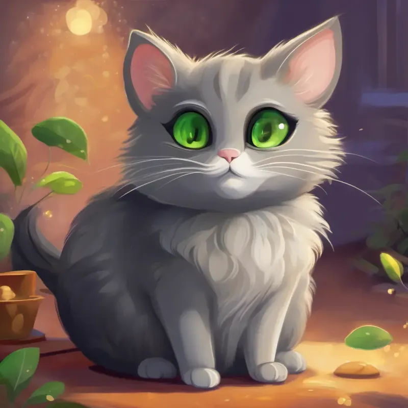 Cuddles: fluffy grey cat with bright green eyes' unique friendship with Squeak: tiny brown mouse with sparkling black eyes the mouse