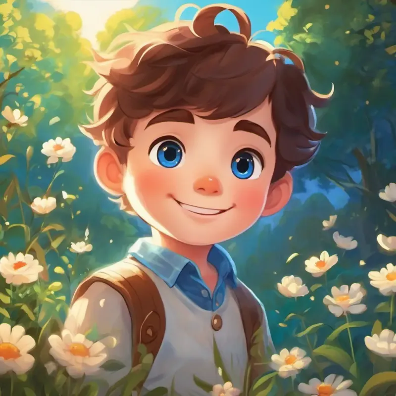 Introduction to the story, introducing the main character A boy with rosy cheeks, sparkling blue eyes, and a bright smile and the setting of the story.