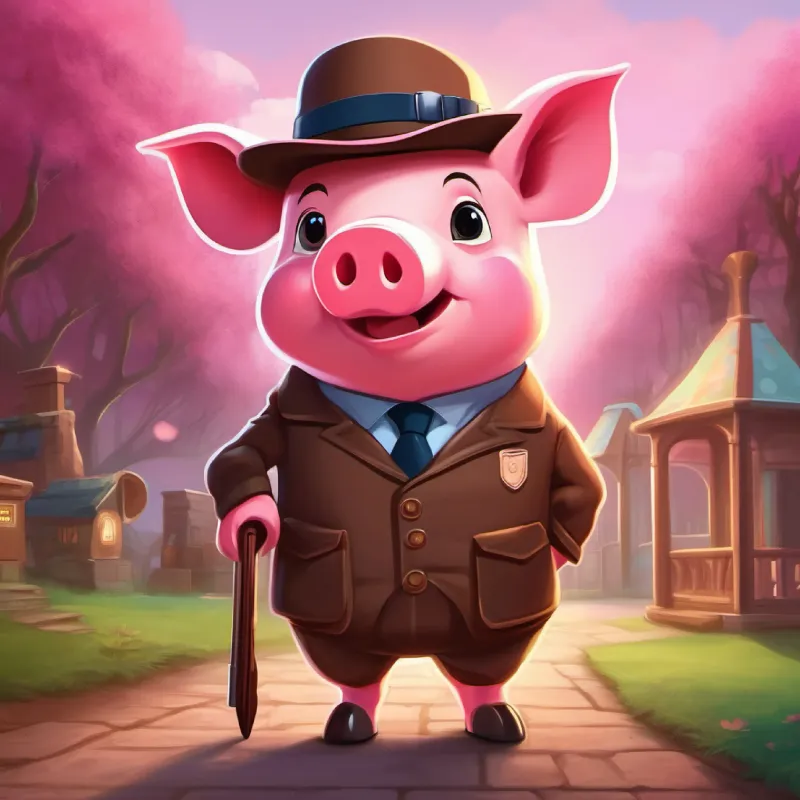 A small pink pig with a brown detective hat's love for solving mysteries and the start of a new case