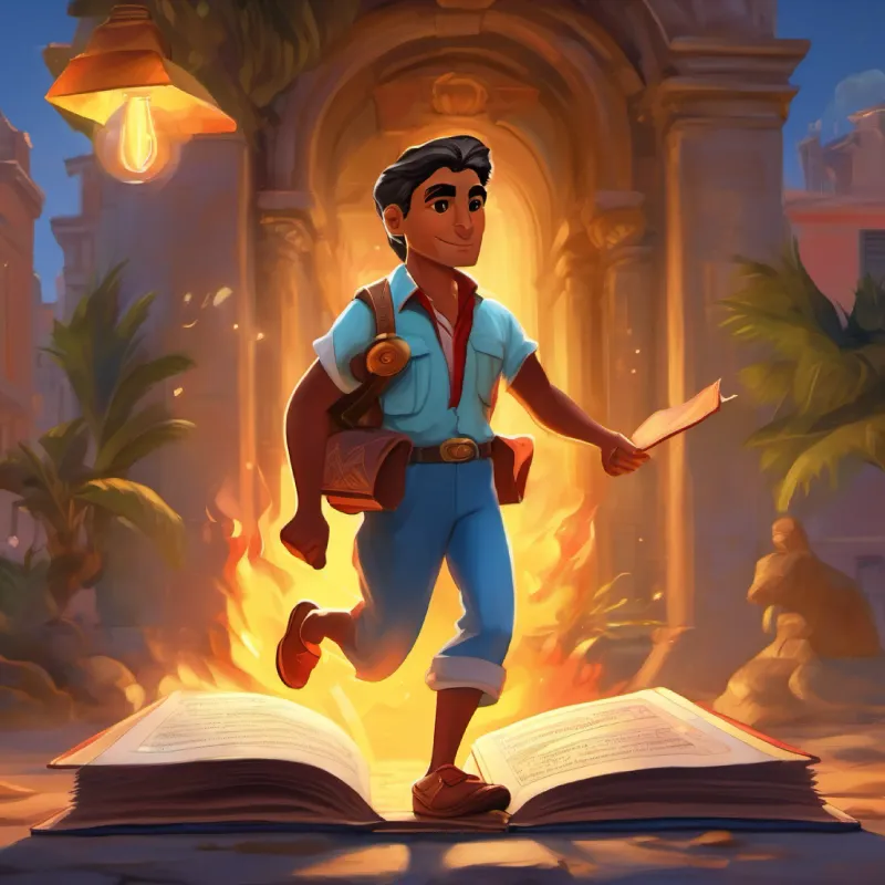 Introduction to the Cuban Revolution and the birth of Strong character, always running, with a healing hug and Smart character, with a magic book, and a splinter in foot.