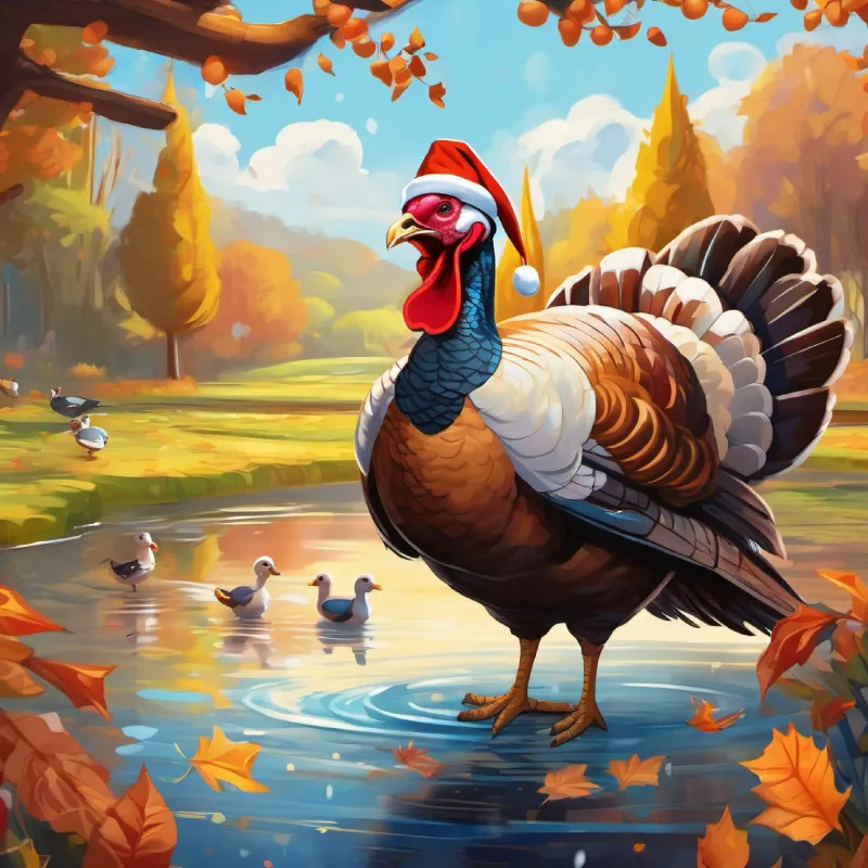 Introduction: A turkey swimming with ducks