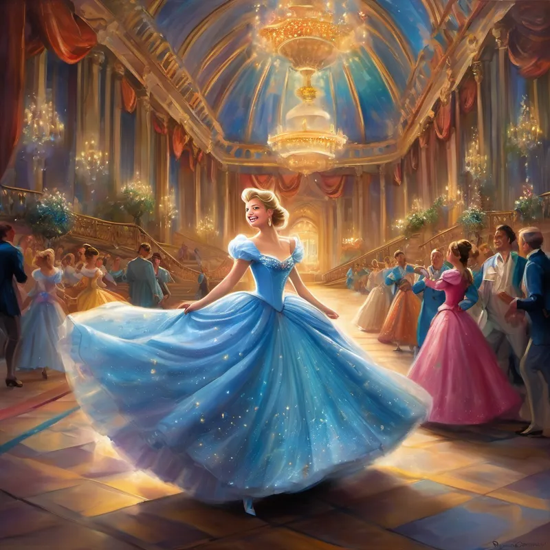 Arriving at the royal ball, Cinderella couldn't believe her eyes. The magnificent palace was filled with enchanting music, vibrant colors, and dances that seemed to defy gravity. She felt a sense of freedom and happiness she had never experienced before. As Cinderella lost herself in the festivities, catching the prince's attention became effortless. They danced and laughed together, sharing stories and dreams. It was as if they were meant to be. But as the clock struck midnight, Cinderella remembered her fairy godmother's warning and rushed to leave.