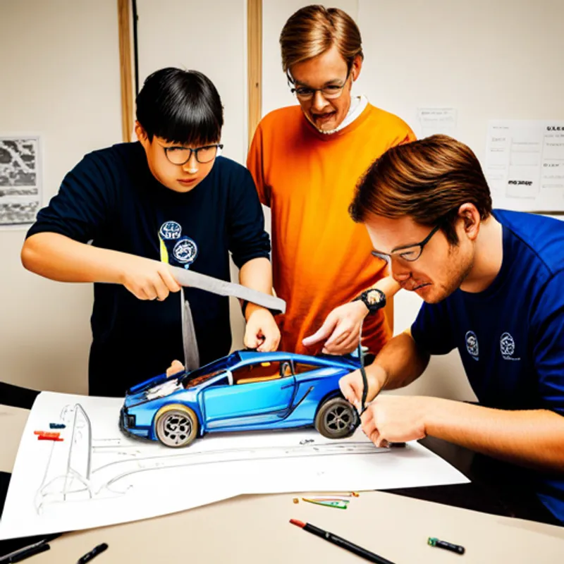 Andrew and Ian using tools to assemble the race car