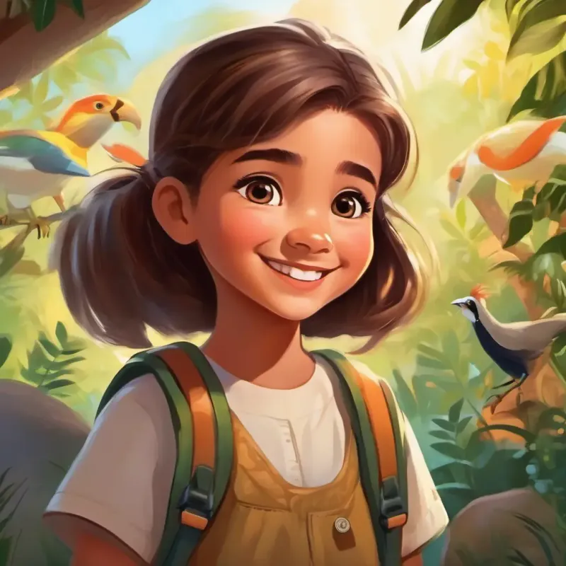 Young girl with curious brown eyes and a bright smile enters the zoo, excited to see the animals.