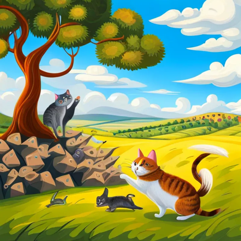 Cats fighting mice army with bravery and speed