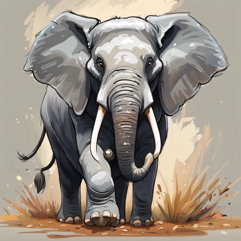 Big gray elephant with kind eyes and floppy ears trumpeting and shaking the ground