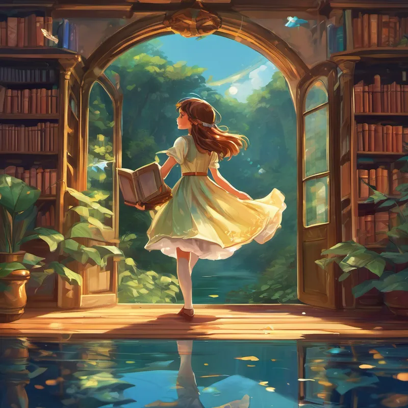 In the first room, Lily discovered a library where books spoke in hushed whispers and illustrations jumped off the pages. She read stories about brave pirates sailing the seven seas, fairies fluttering through ancient forests, and friendly dragons who loved to share their treasure with those in need. Next, Lily entered a room adorned with mirrors that reflected her every movement. It was as if the mirrors had a life of their own! With a giggle, she danced and twirled, watching as her reflection danced alongside her, creating a magical ballet only they could perform.