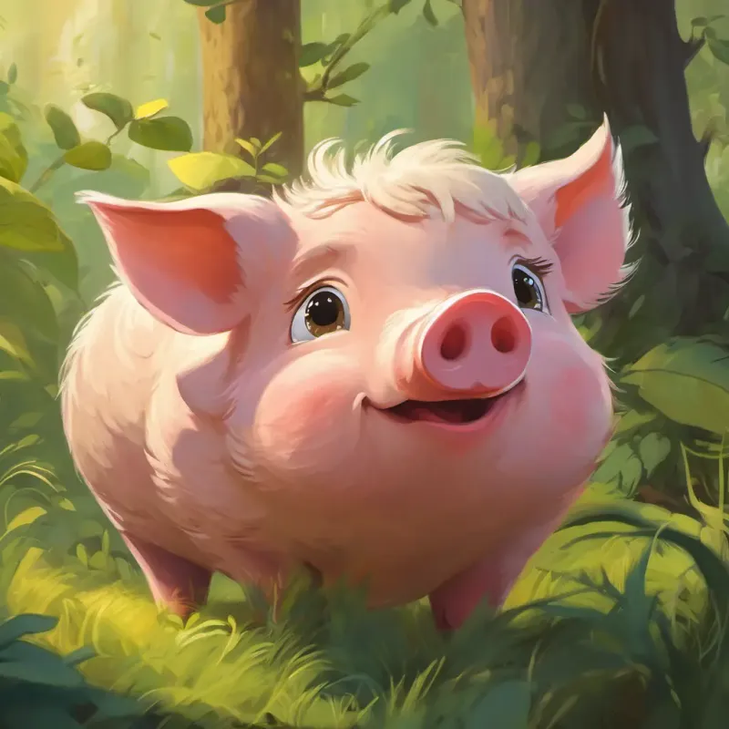 Hongi is a little pig with a round body and curly hair was scared and called for his mama, but she couldn't hear him. He saw a kiwi bird with a long beak and small wings.