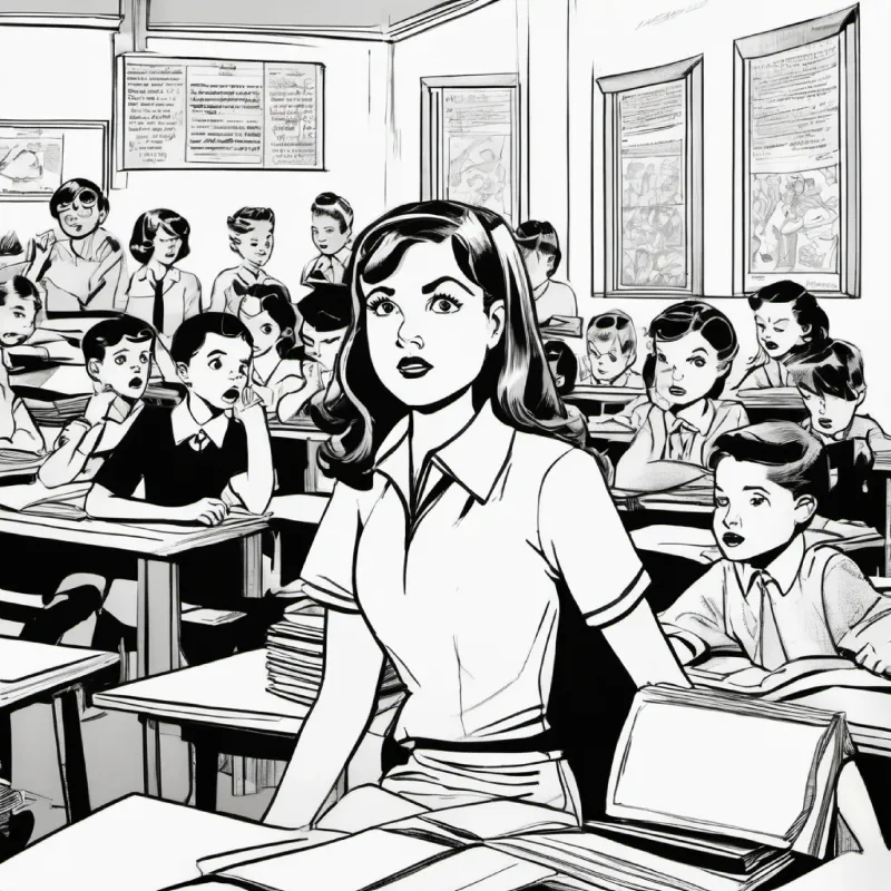 Lucy attempts to calm her classmates