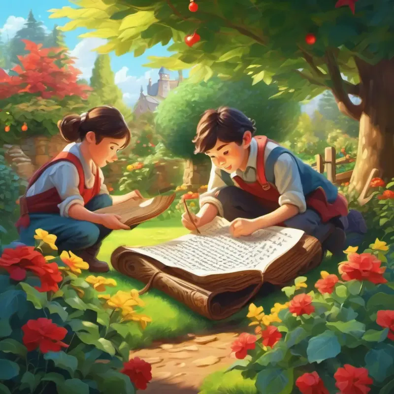 Students reaching the heart of the garden, discovering the long-lost scroll and unlocking the mathematical secrets with valuable lessons.