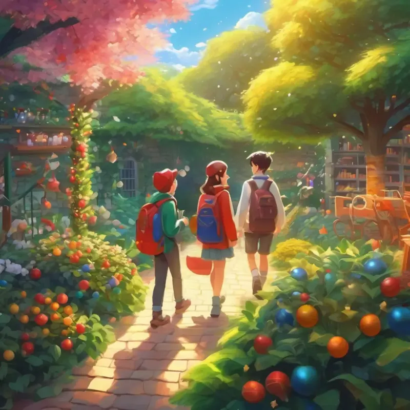 Conclusion of the story, students leaving the magical math garden with a newfound love for mathematics.