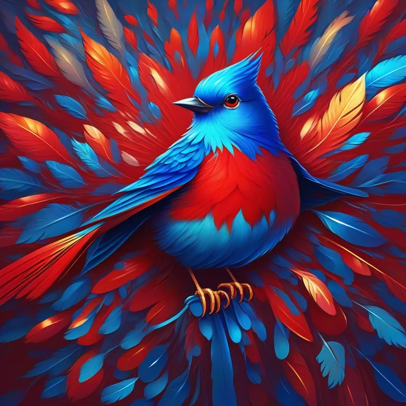 Bright, red bird with shiny feathers - red bird with shiny feathers, Cheerful, blue bird with a melodious voice - blue bird with a melodious voice