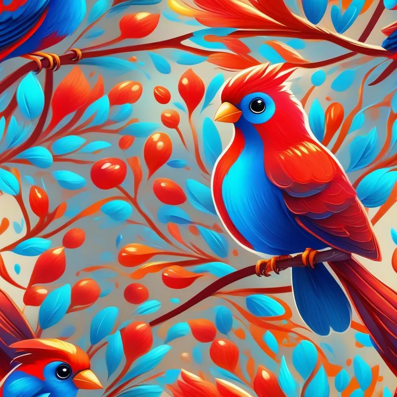 Bright, red bird with shiny feathers and Cheerful, blue bird with a melodious voice reunited, drenched but happy