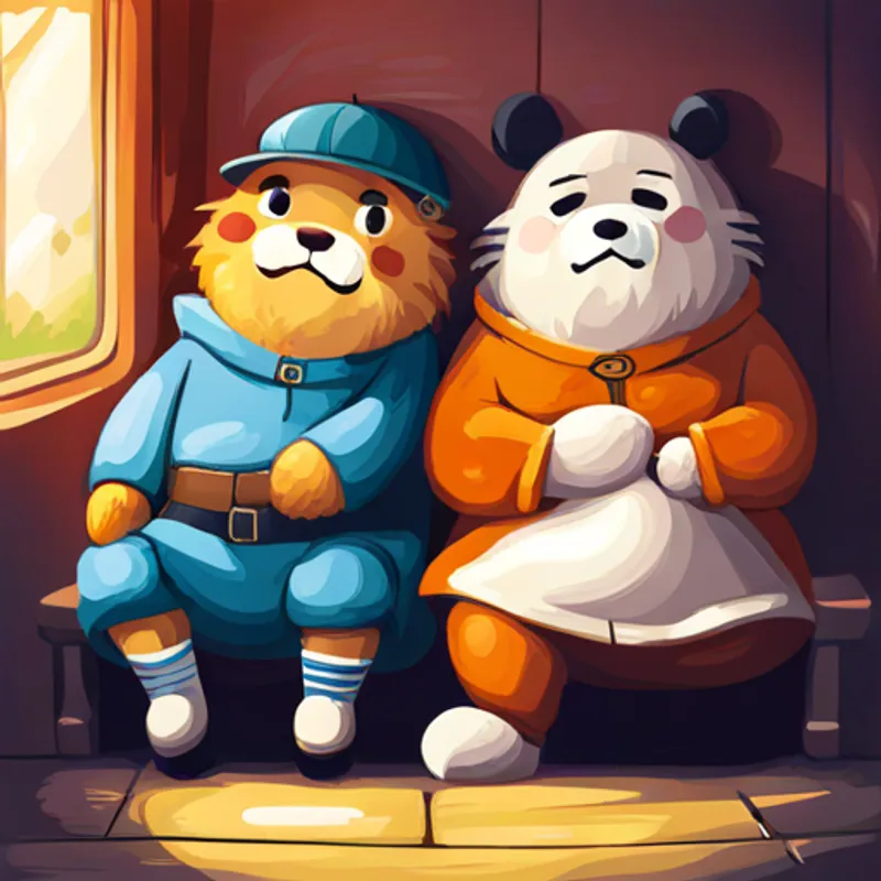 Bubu and Benny sitting together and talking