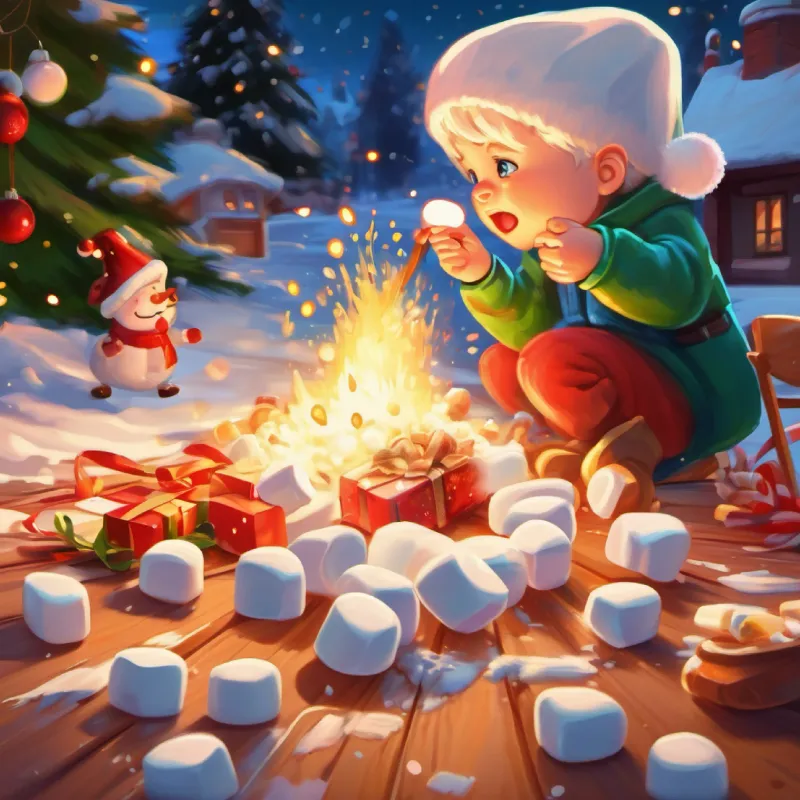 Accident during a game, marshmallows spill