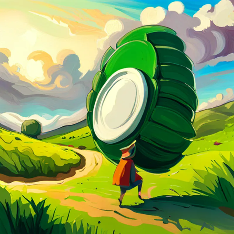 Green with big plates on its back. with big plates on its back grazing