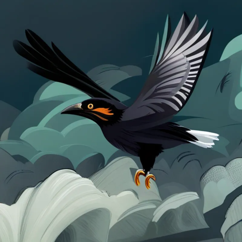 Flying with black wings and sharp beak. flying with large wings and sharp beak
