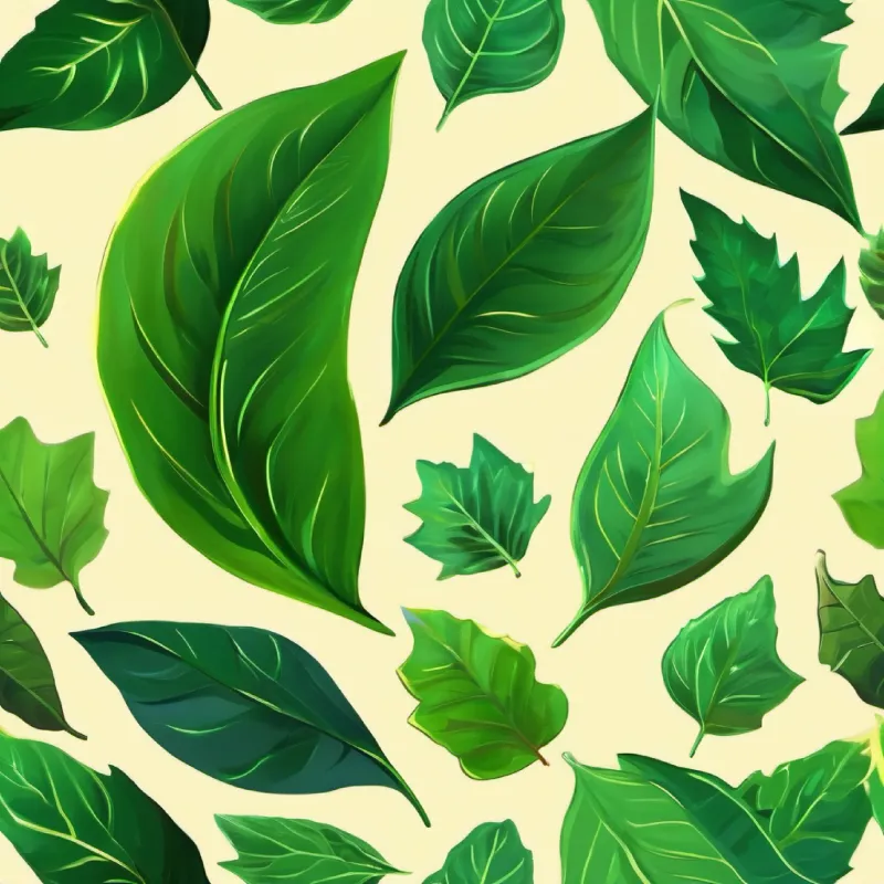 A healthy green leaf with pointy edges, no eyes or face reveals the sun's role in its health.