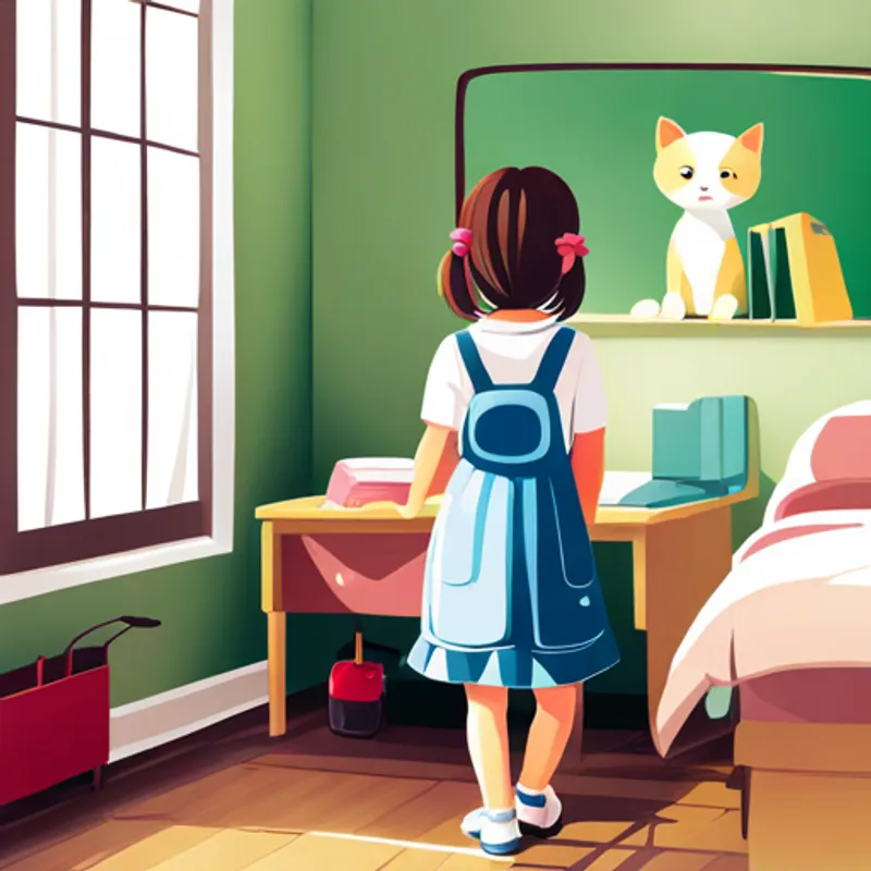 Samantha getting ready for school in the morning