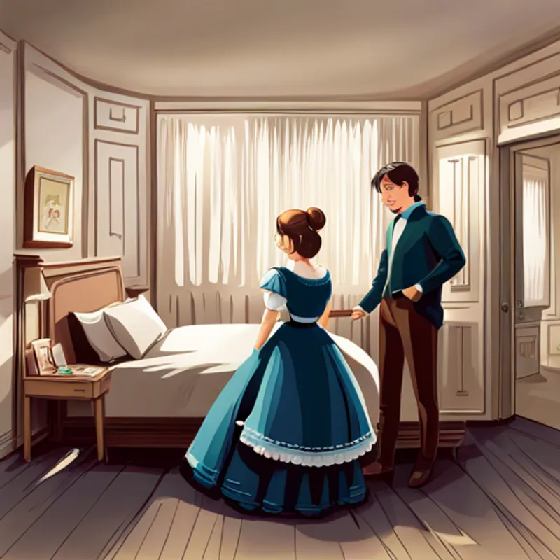 Samantha talking to her parents in her bedroom