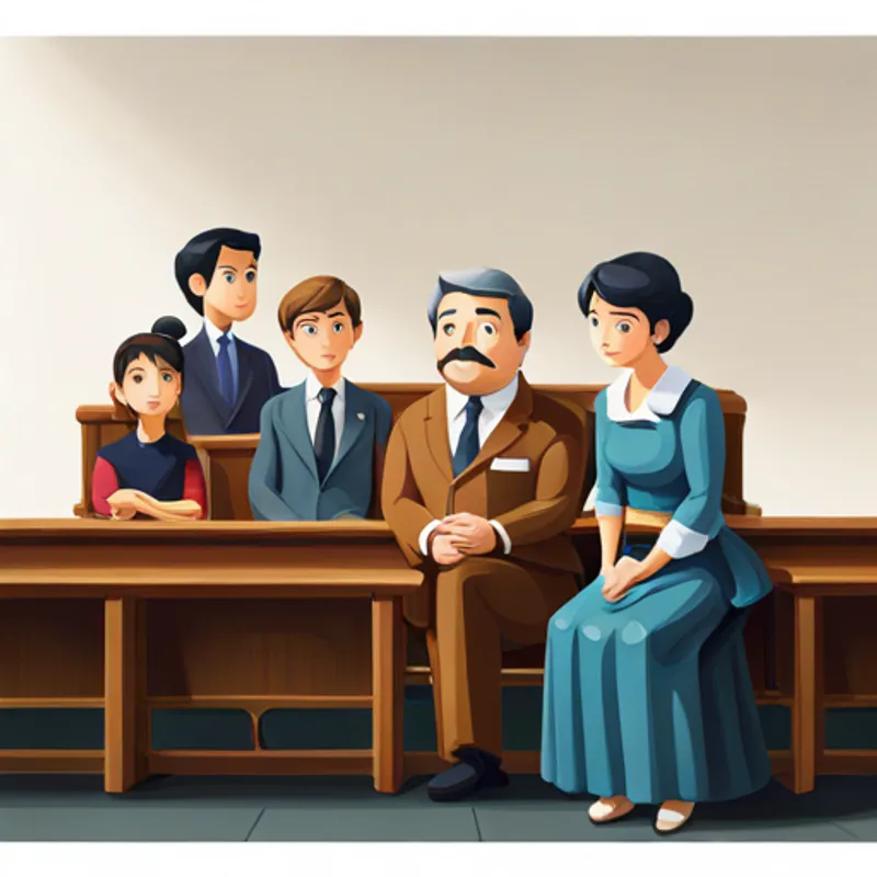 Samantha and her family watching a trial in a courthouse
