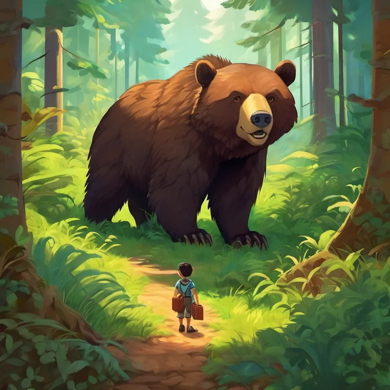 "Encouraged by his newfound knowledge, Tano confronted his fear of creepy crawlies. He joined the ants' trail and discovered the beauty in their teamwork and resilience. He learned that they may be small, but they were an essential part of the forest's ecosystem." "The more Tano faced his fears, the braver he became. He even befriended a big, gentle bear he once feared. The bear taught Tano that appearances can be deceiving and that true courage lies in understanding and kindness."