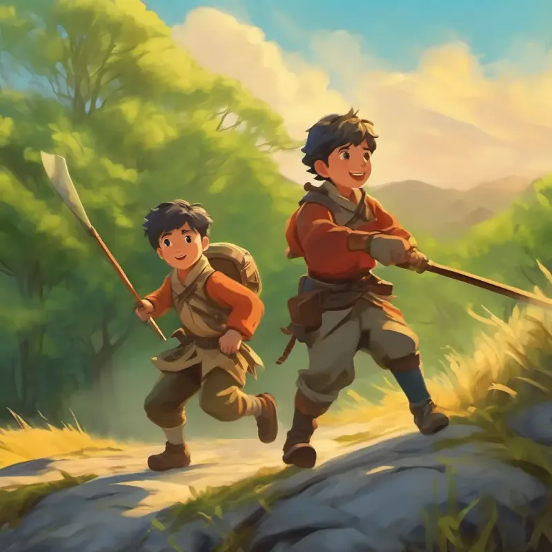 Action scene showing teamwork and bravery.