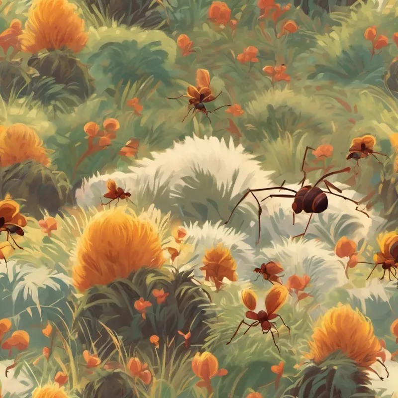 The ants climbing on the lion's mane, making him sneeze.
