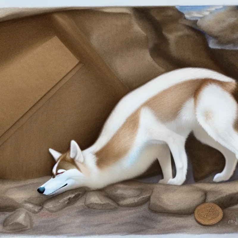 Artemis discovering a hidden treasure chest in a cave.