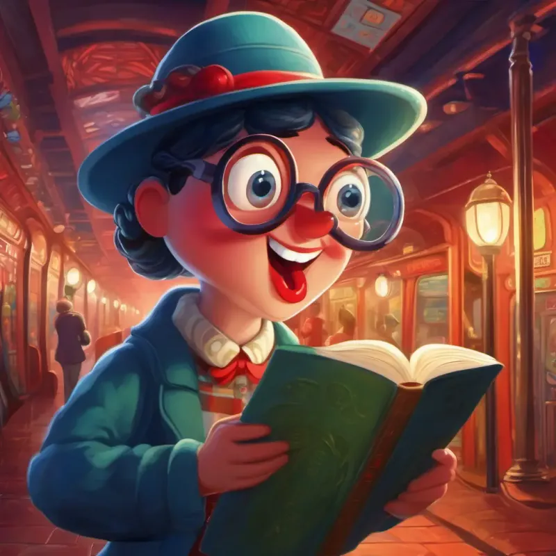 Curious worm with reading glasses, red lips, and a joyful spirit discovers the secret language of the underground