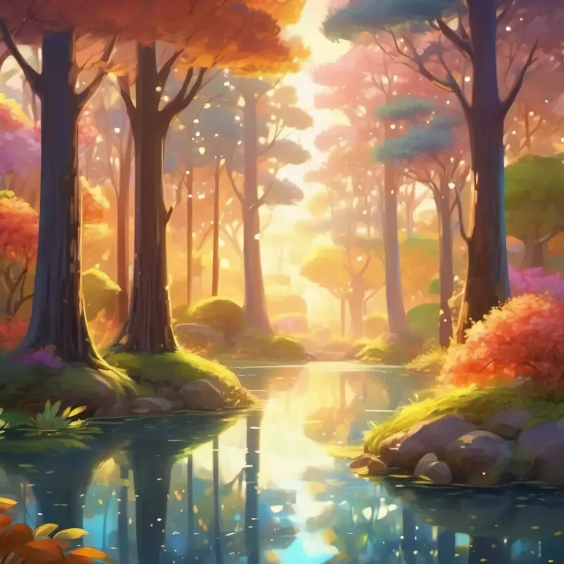 Magical trees, sense of wonder, sparkling pond, surprise discovery