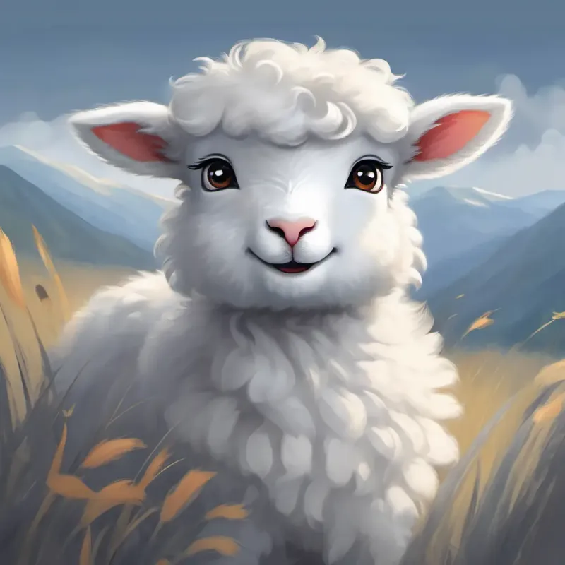 Grey fur, sharp teeth, cunning eyes offers false friendship to Small white lamb, innocent eyes, fluffy wool.