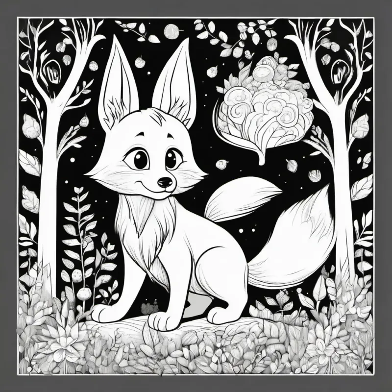 They met a sad bunny who lost his carrot. Young fox, orange fur, bright blue eyes and the acorn helped find it.