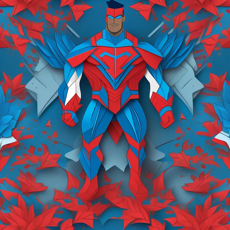 Superhero Arjun, red and blue costume, muscular saving people, tree lifted, grateful faces