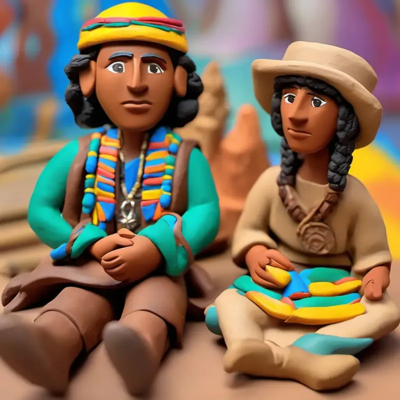 Native Americans have brown skin and dark eyes They wear colorful clothes made from animal skins and Christopher Columbus has fair skin and light-colored eyes He wears fancy clothes and a hat sitting in a circle, talking and listening.