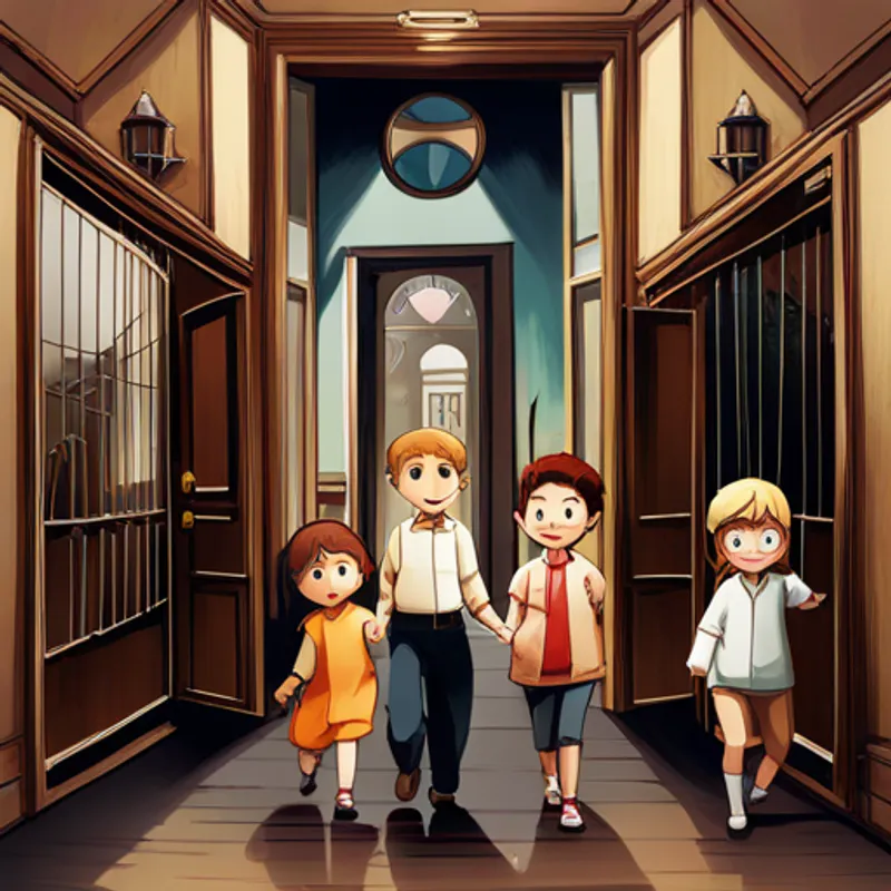 Lily, Sam, and Emma enter the haunted house