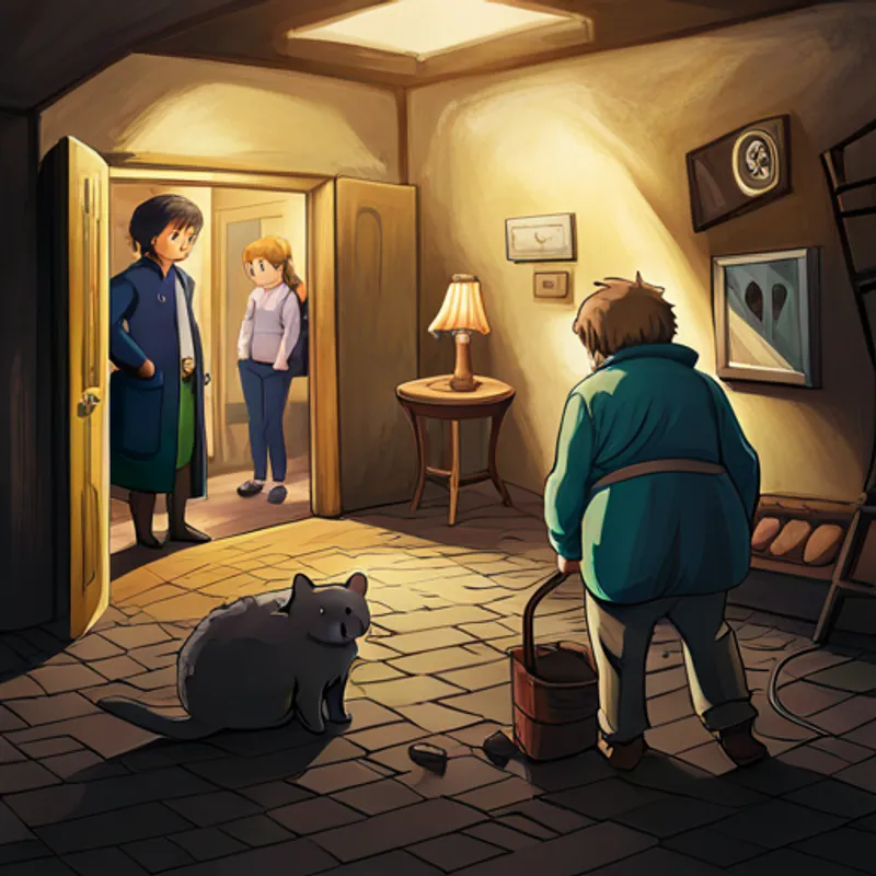 Sam solves the puzzle and the friends enter the basement