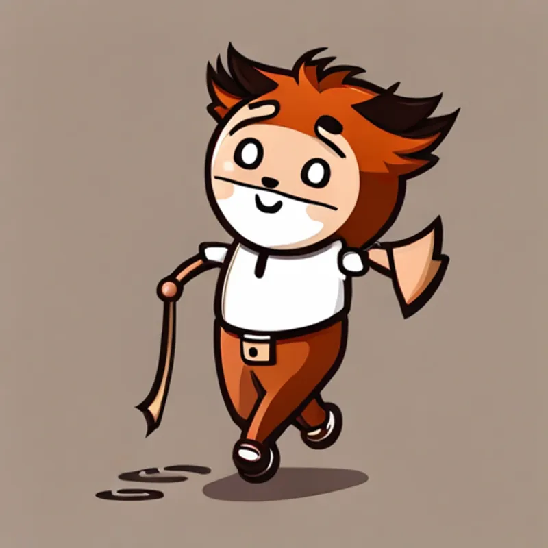 Small brown animal with a friendly smile walking with determination, following the map