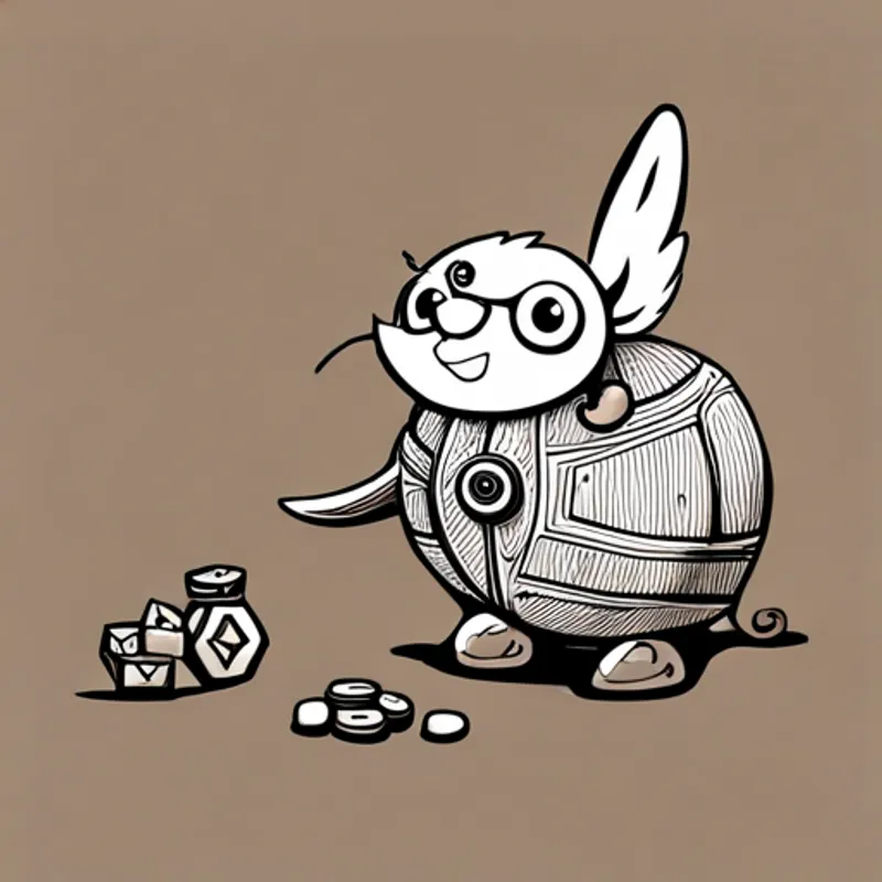 Small brown animal with a friendly smile looking back at the treasure with a smile